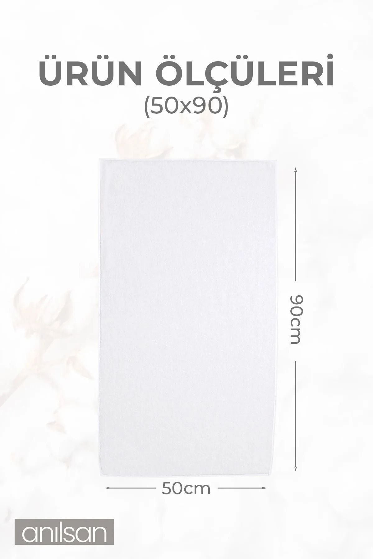 6'lı Düz Beyaz El Havlusu - 50x90 Cm, 225 Gr, %100 Pamuk, Spa Ve Otel Havlusu