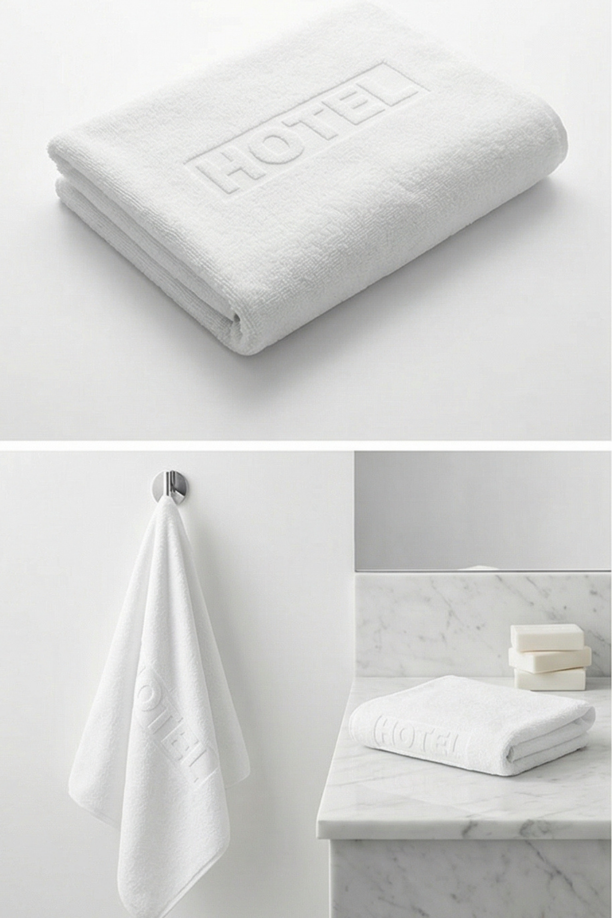 6'lı Beyaz Hotel Logo El Havlusu - 50x90 Cm, 225 Gr, %100 Pamuk, Spa Ve Otel Havlusu