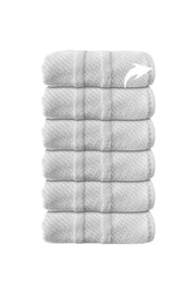 6'lı Beyaz Jakarlı El Havlusu - 50x90 Cm, 230 Gr, %100 Pamuk, Spa Ve Otel Havlusu