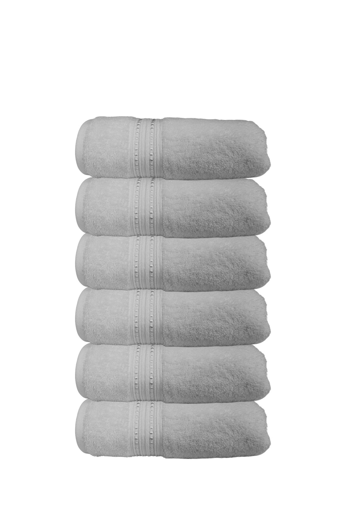 6'lı Boncuk Beyaz El Havlusu - 50x90 Cm, 225 Gr, %100 Pamuk, Spa Ve Otel Havlusu