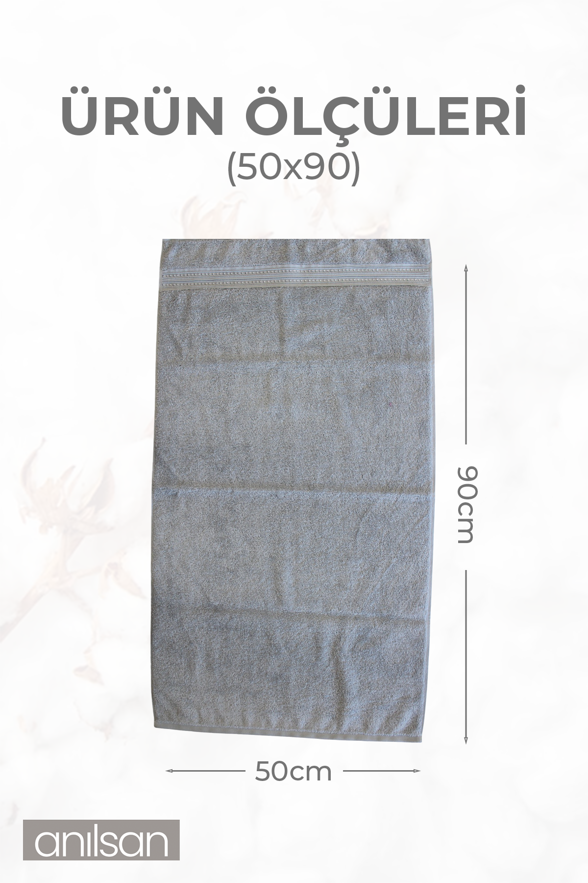 6'lı Boncuk Gri El Havlusu - 50x90 Cm, 225 Gr, %100 Pamuk, Spa Ve Otel Havlusu