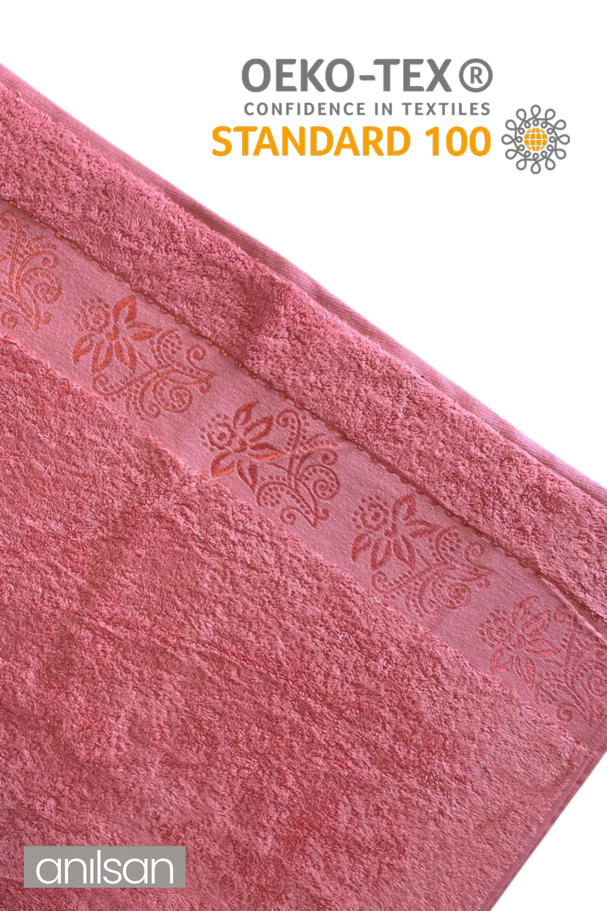 6'lı Flora Pembe Banyo Havlusu - 70x140cm, 490gr, %100pamuk, Spa Ve Otel Havlusu
