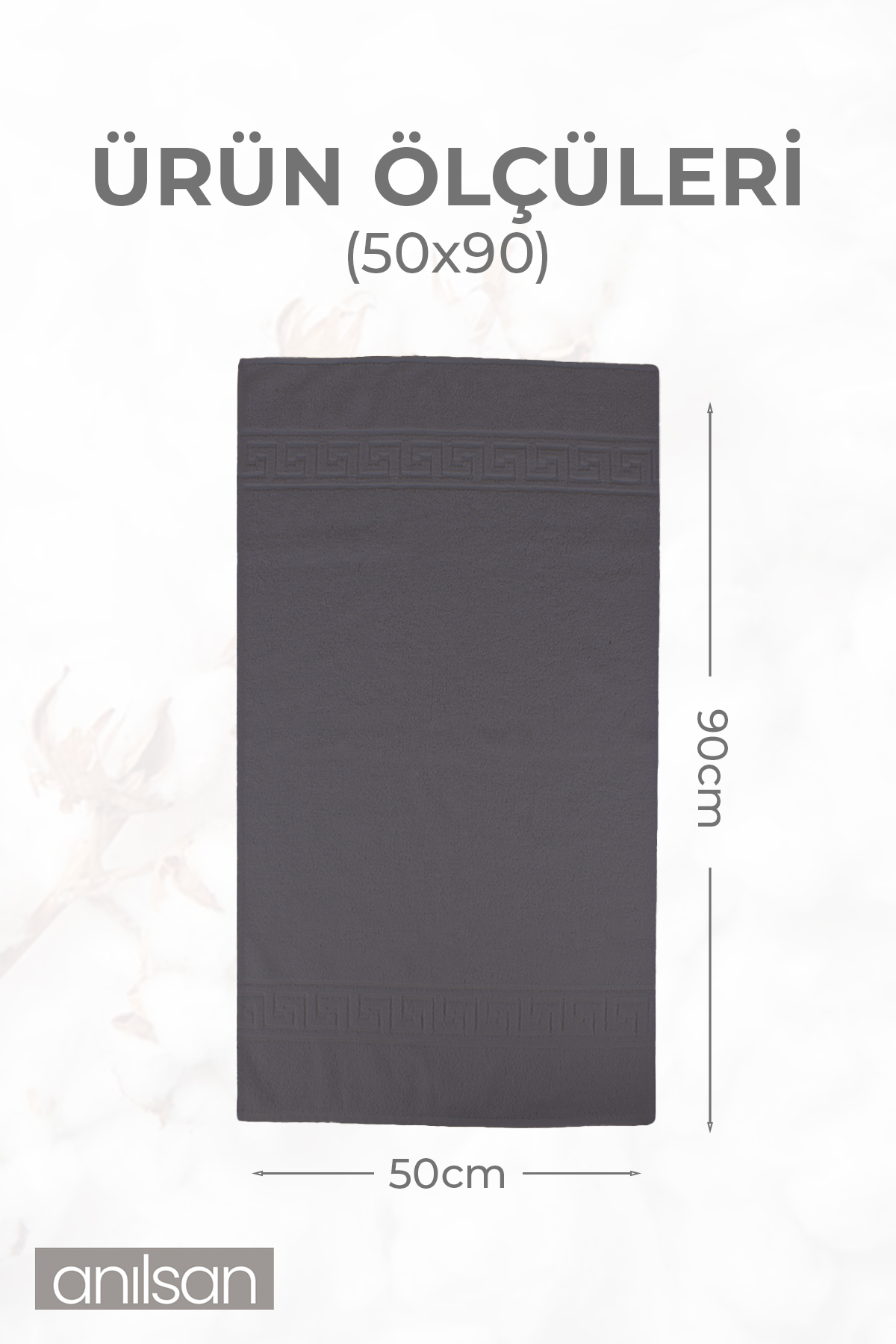 Antrasit Greek El Havlusu - 50x90 Cm, 225 Gr, %100 Pamuk, Spa Ve Otel Havlusu