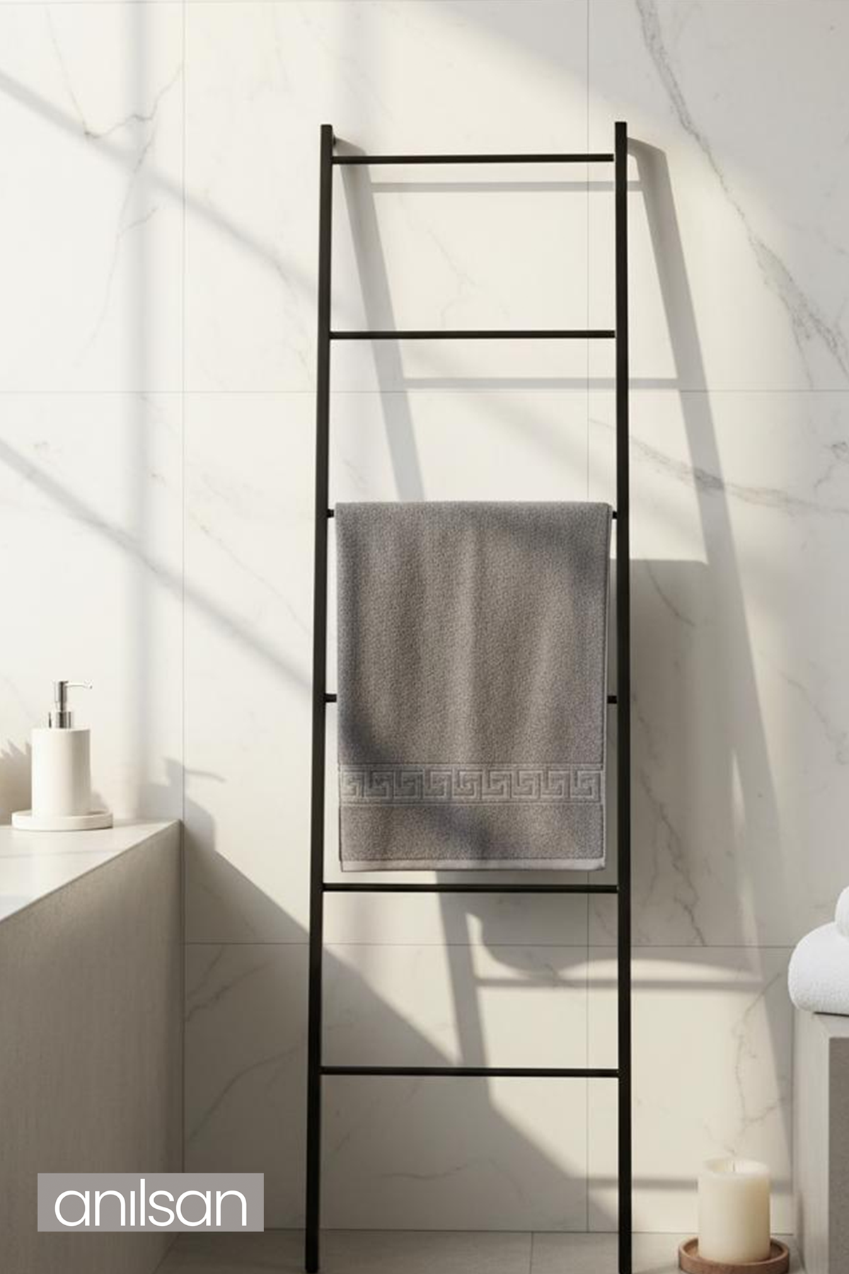 Antrasit Greek El Havlusu - 50x90 Cm, 225 Gr, %100 Pamuk, Spa Ve Otel Havlusu