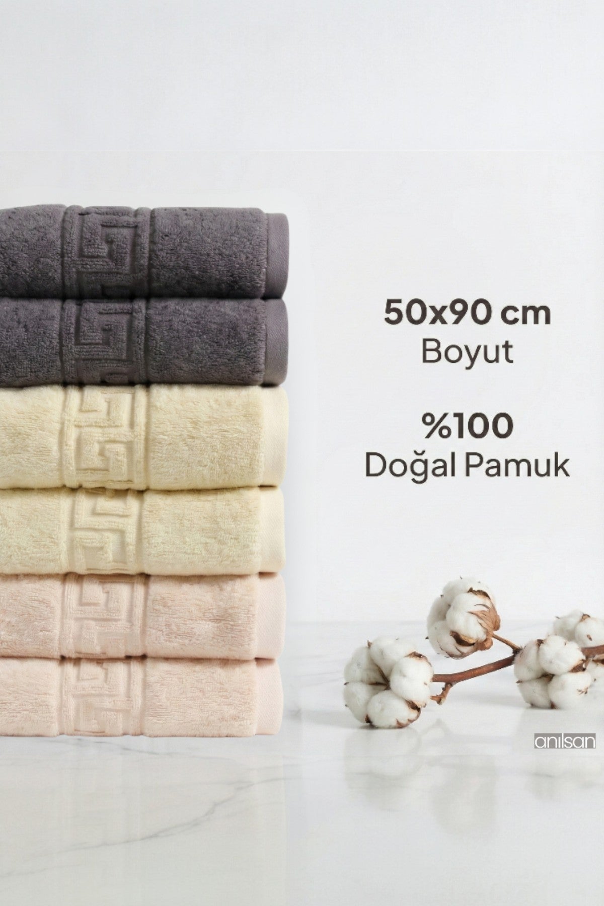 Antrasit Greek El Havlusu - 50x90 Cm, 225 Gr, %100 Pamuk, Spa Ve Otel Havlusu