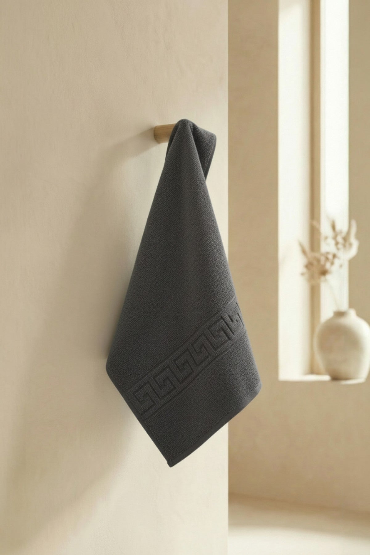 Antrasit Greek El Havlusu - 50x90 Cm, 225 Gr, %100 Pamuk, Spa Ve Otel Havlusu