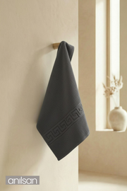 Antrasit Greek El Havlusu - 50x90 Cm, 225 Gr, %100 Pamuk, Spa Ve Otel Havlusu
