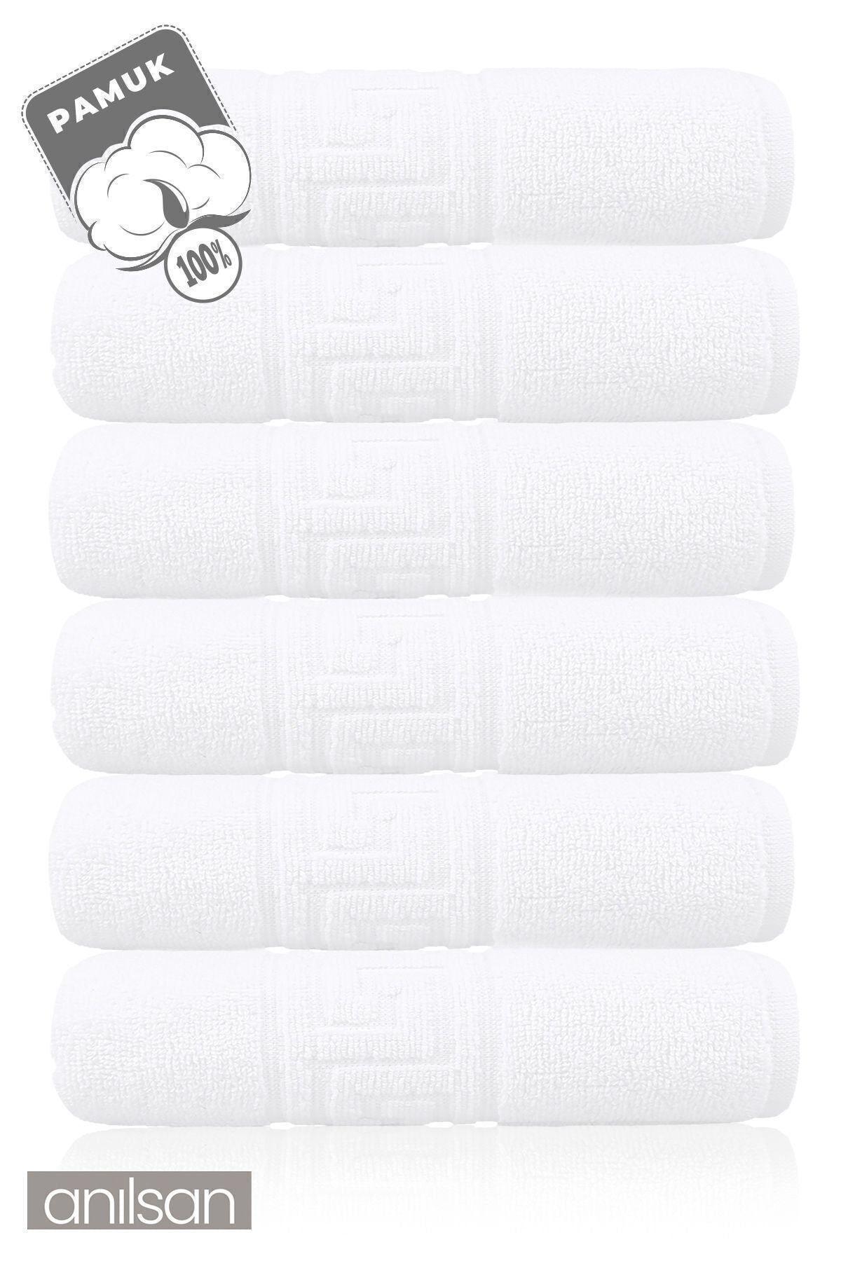 6'lı Greek Beyaz Banyo Havlusu - 70x140cm, 490gr, %100pamuk, Spa Ve Otel Havlusu