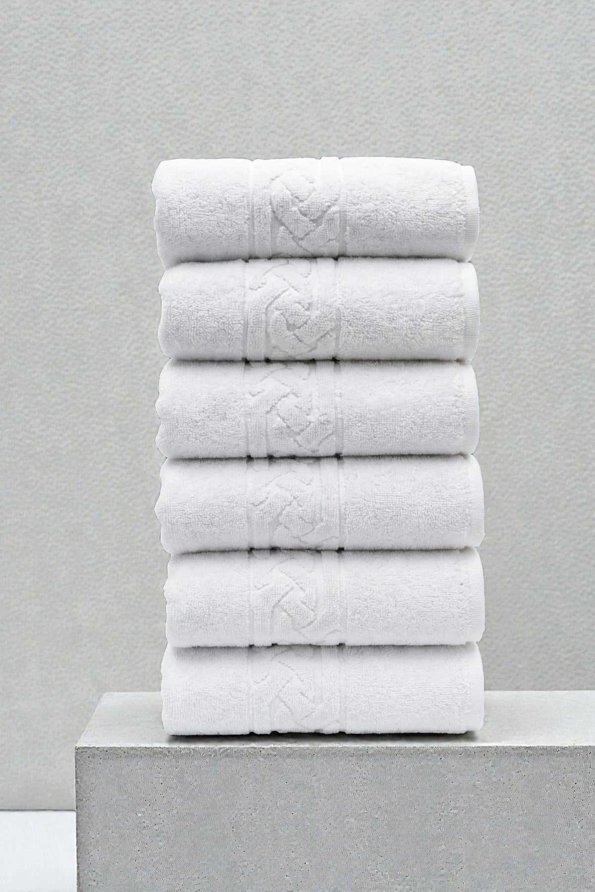 6'lı Rita Beyaz El Havlusu - 50x90 Cm, 240Gr, %100 Pamuk, Spa Ve Otel Havlusu