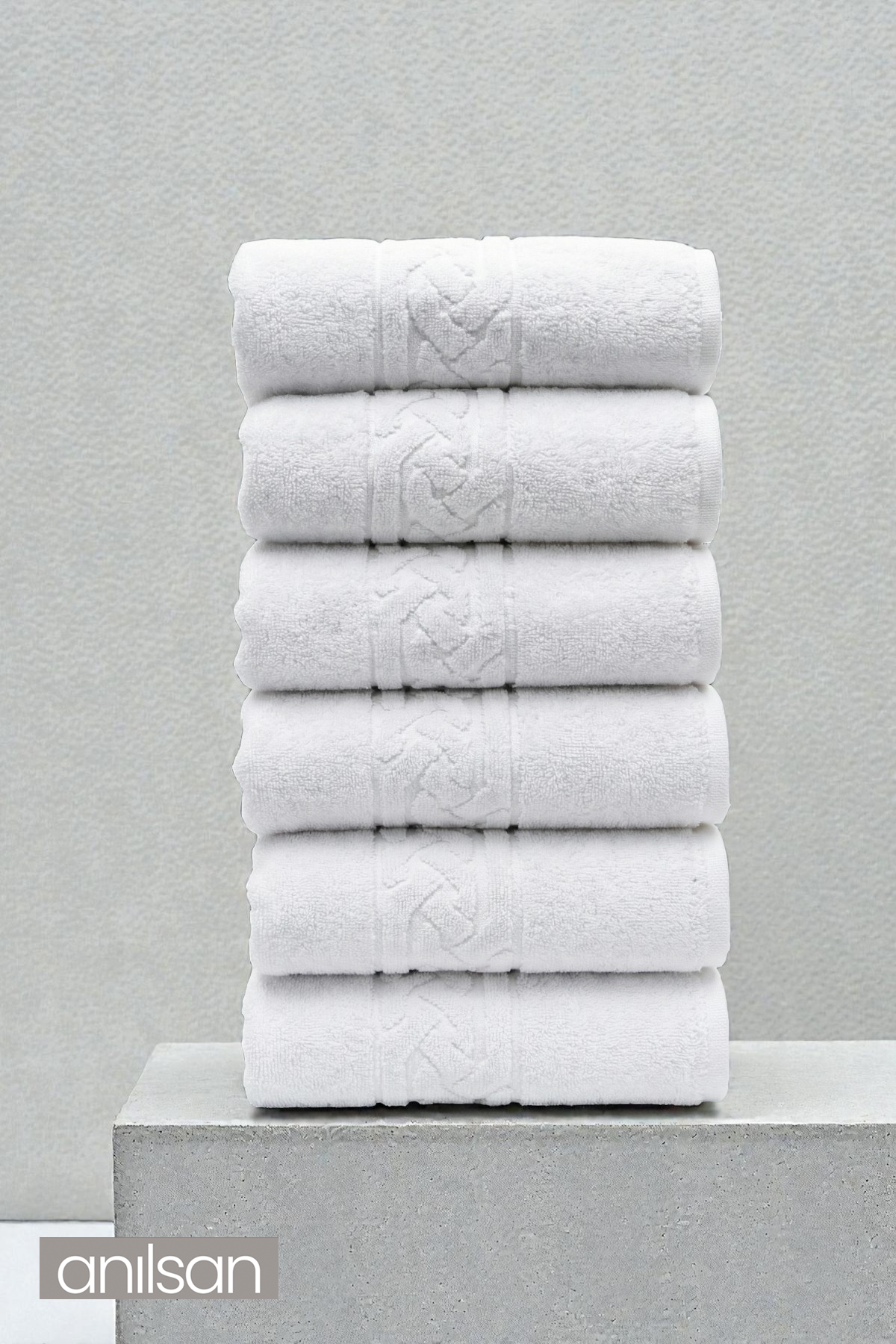 6'lı Rita Beyaz El Havlusu - 50x90 Cm, 240Gr, %100 Pamuk, Spa Ve Otel Havlusu