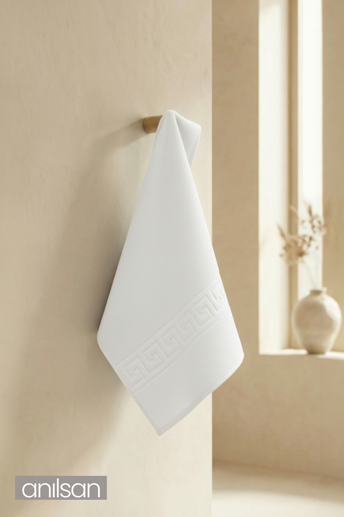 Beyaz Greek El Havlusu - 50x90 Cm, 225 Gr, %100 Pamuk, Spa Ve Otel Havlusu