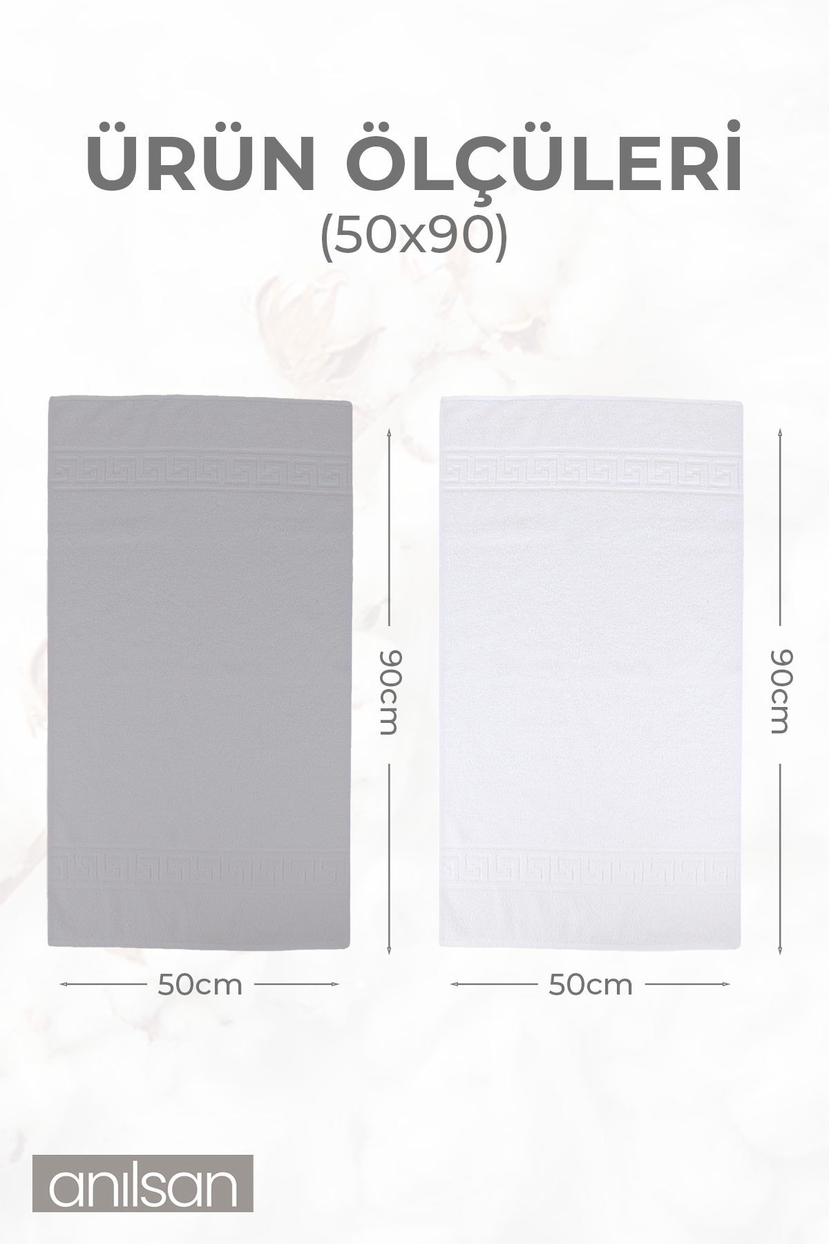 6'lı Greek Gri-Beyaz El Havlusu - 50x90 Cm, 225 Gr, %100 Pamuk, Spa Ve Otel Havlusu