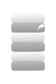 6'lı Greek Gri-Beyaz El Havlusu - 50x90 Cm, 225 Gr, %100 Pamuk, Spa Ve Otel Havlusu