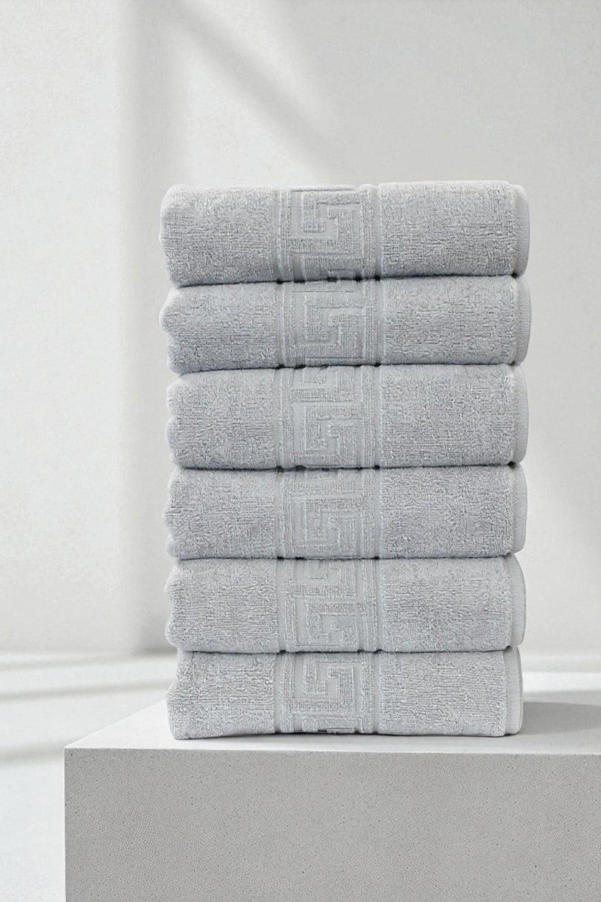 6'lı Greek Gri El Havlusu - 50x90 Cm, 225 Gr, %100 Pamuk, Spa Ve Otel Havlusu