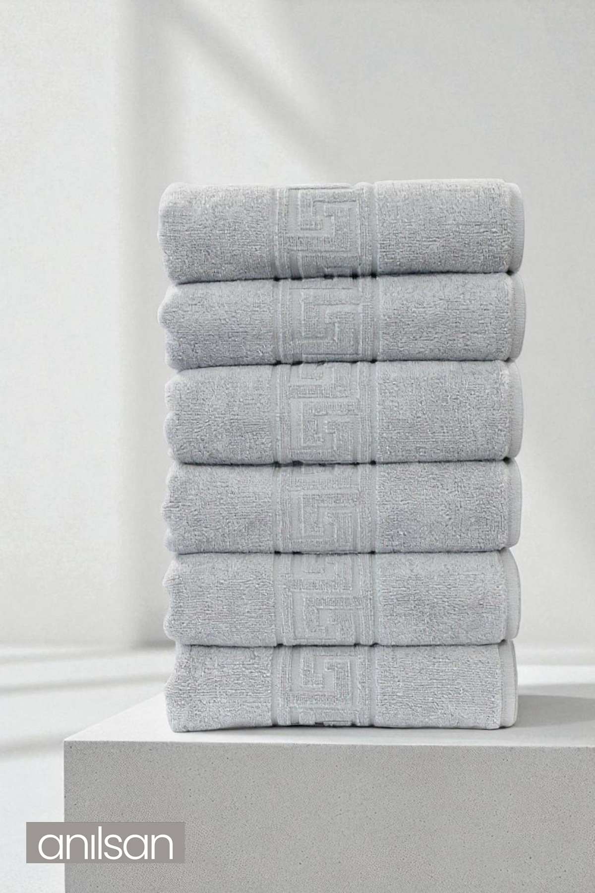 6'lı Greek Gri El Havlusu - 50x90 Cm, 225 Gr, %100 Pamuk, Spa Ve Otel Havlusu