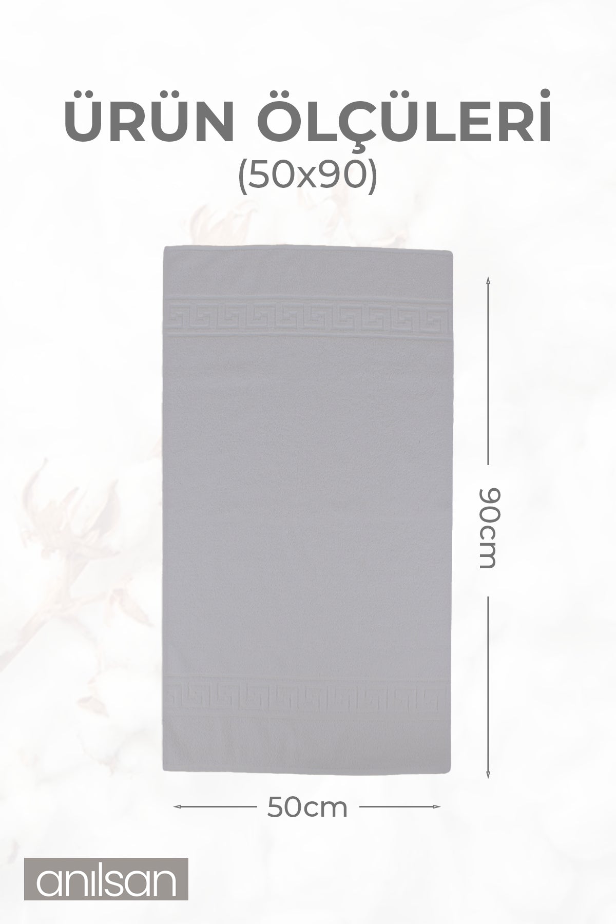 Greek Gri El Havlusu - 50x90 Cm, 225 Gr, %100 Pamuk, Spa Ve Otel Havlusu
