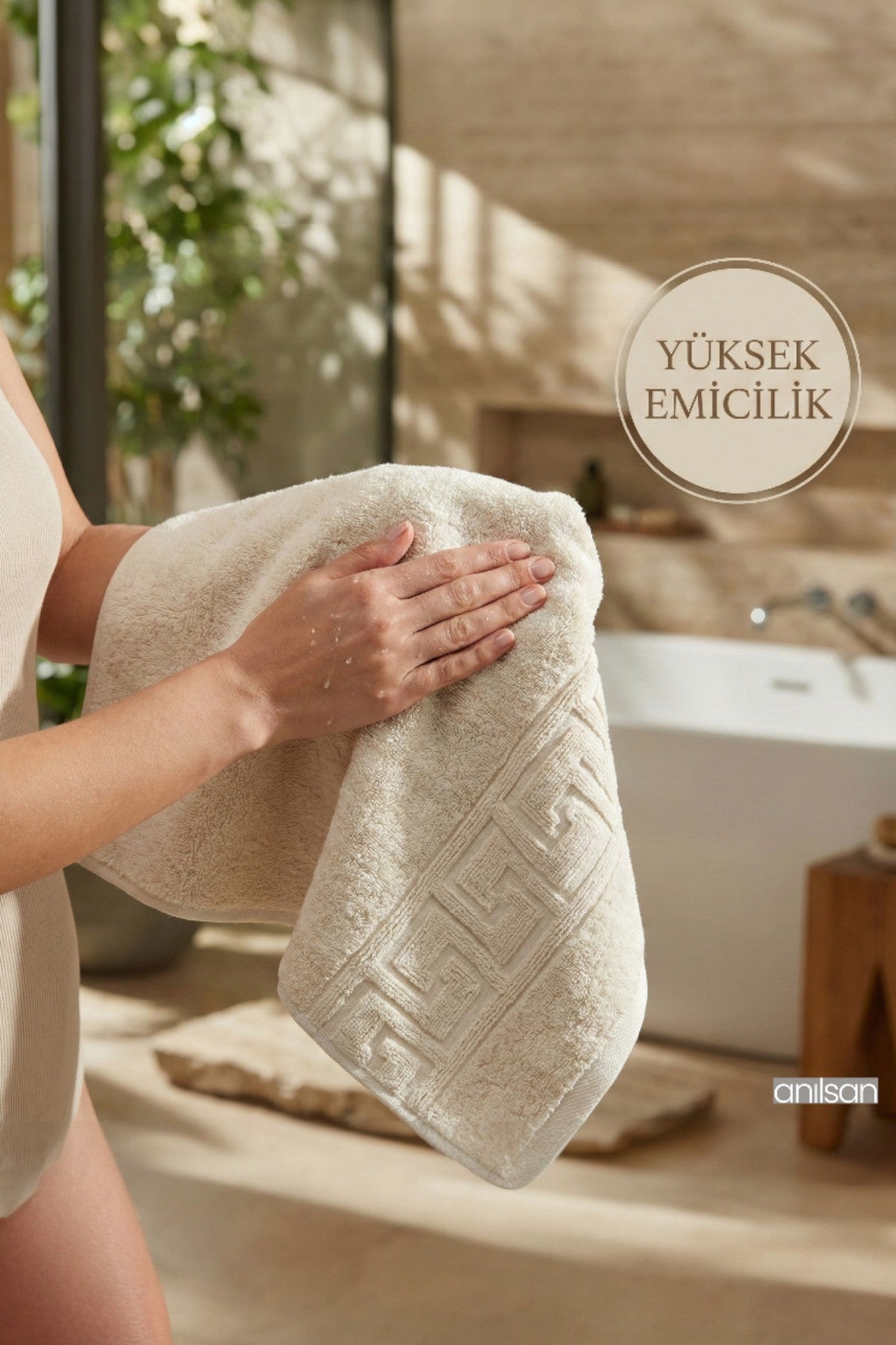 6'lı Greek Krem El Havlusu - 50x90 Cm, 225 Gr, %100 Pamuk, Spa Ve Otel Havlusu