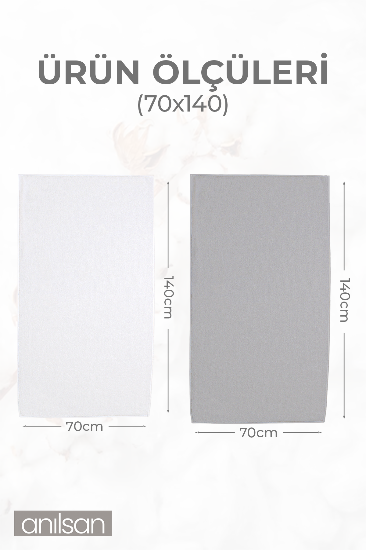 6'lı Düz Gri-Beyaz Banyo Havlusu - 70x140 Cm, 490 Gr, %100 Pamuk, Spa Ve Otel Havlusu