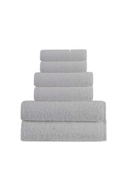 6'lı Düz Gri Havlu Set - 2 Adet El Havlusu 50x90, 2 Adet Banyo Havlusu 70x140, 2 Adet Ayak Havlusu 50x70