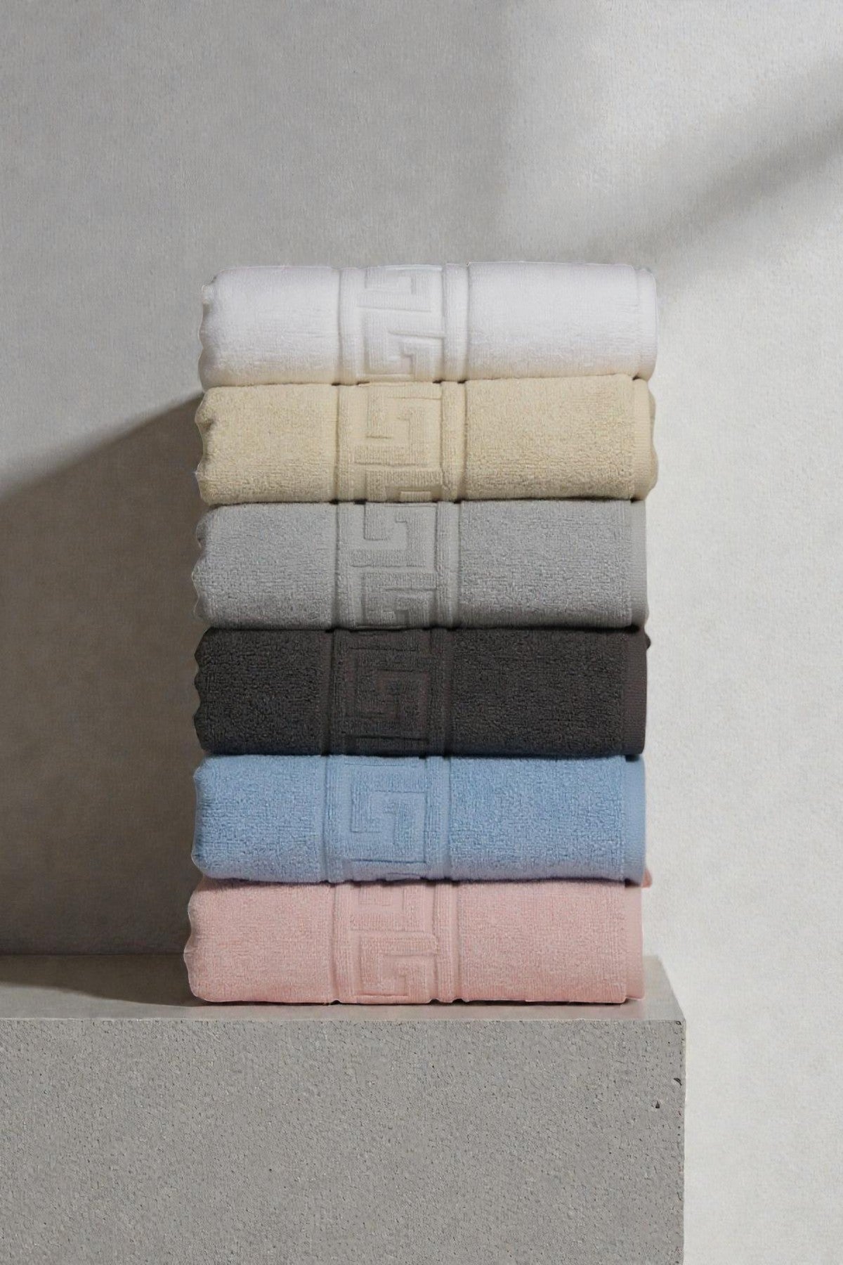 6'lı Calm Greek El Havlusu - 50x90 Cm, 225 Gr, %100 Pamuk, Spa Ve Otel Havlusu