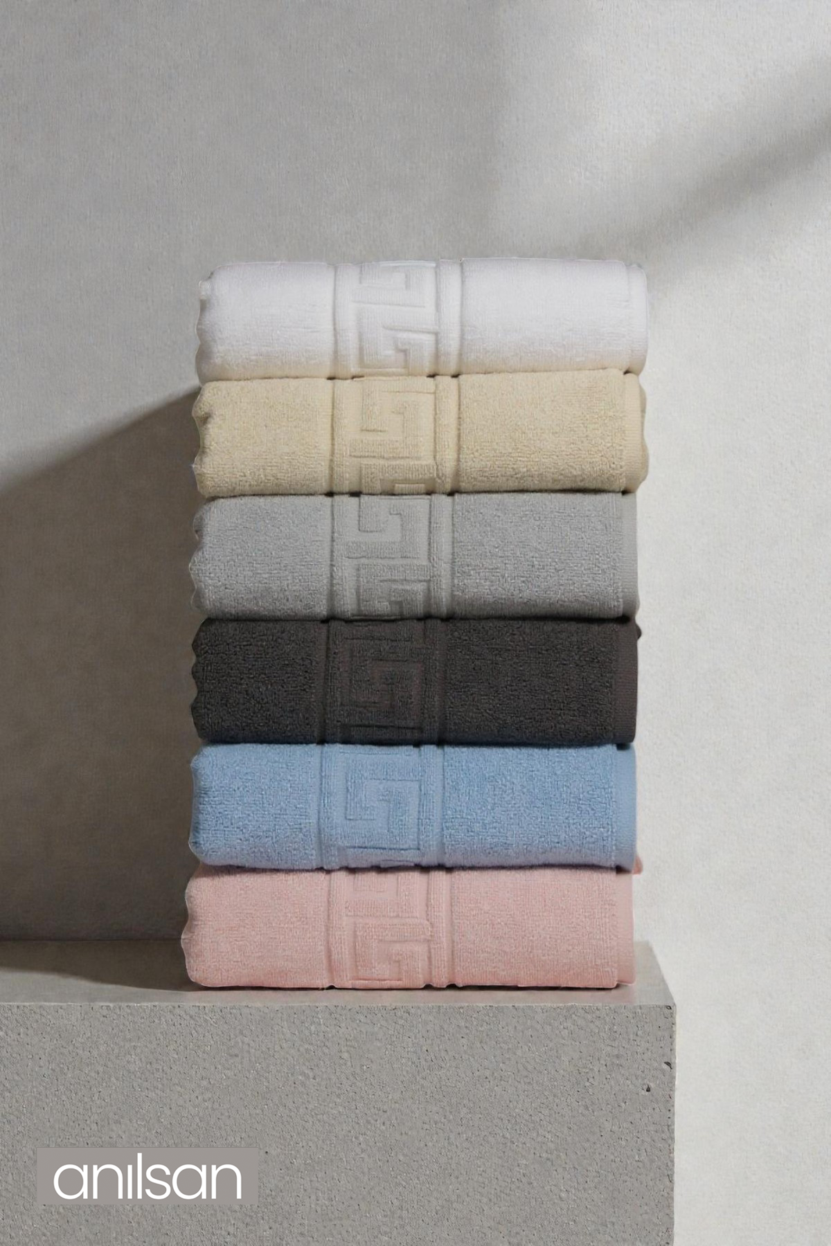 6'lı Calm Greek El Havlusu - 50x90 Cm, 225 Gr, %100 Pamuk, Spa Ve Otel Havlusu