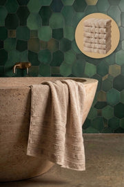 6'lı Işıl Premium Banyo Havlusu 70x140cm - Bej - %100 Pamuk - 600 gr/m2