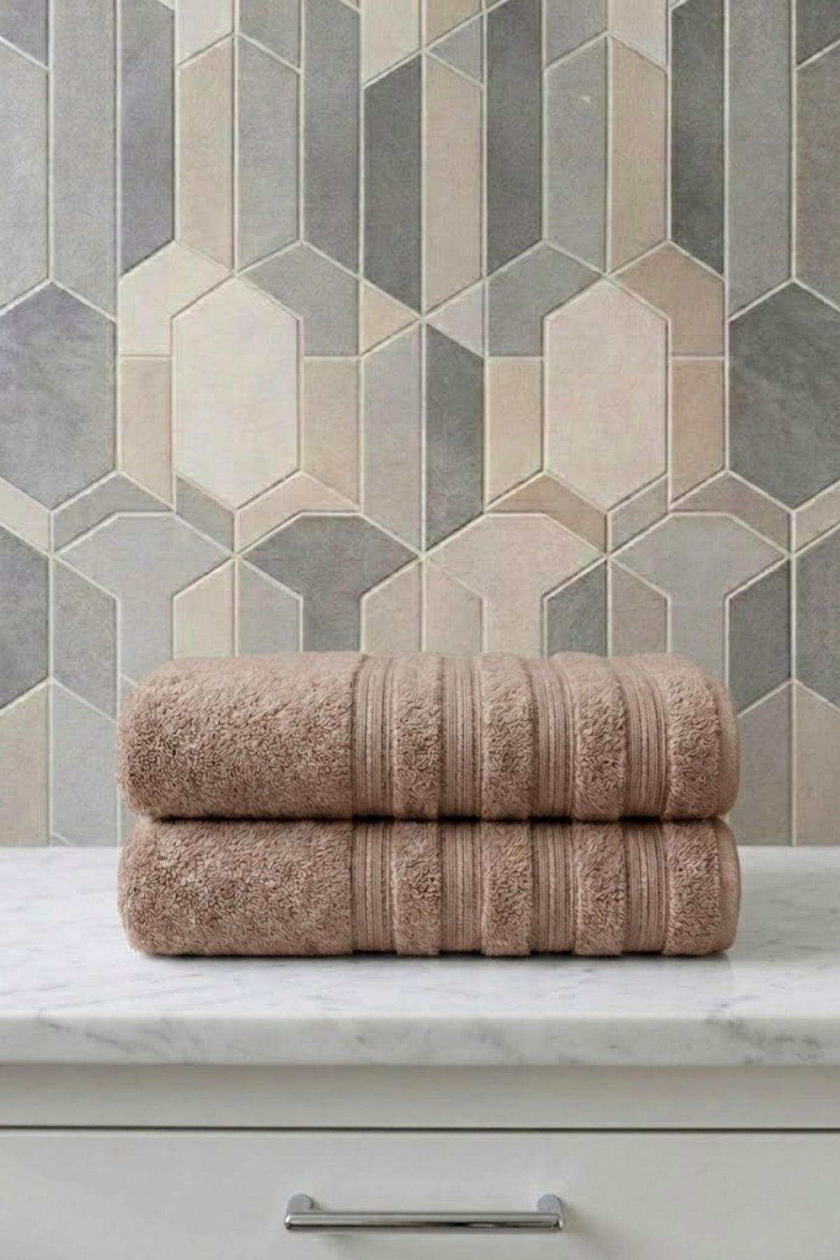 6'lı Işıl Premium Banyo Havlusu 70x140cm - Bej - %100 Pamuk - 600 gr/m2