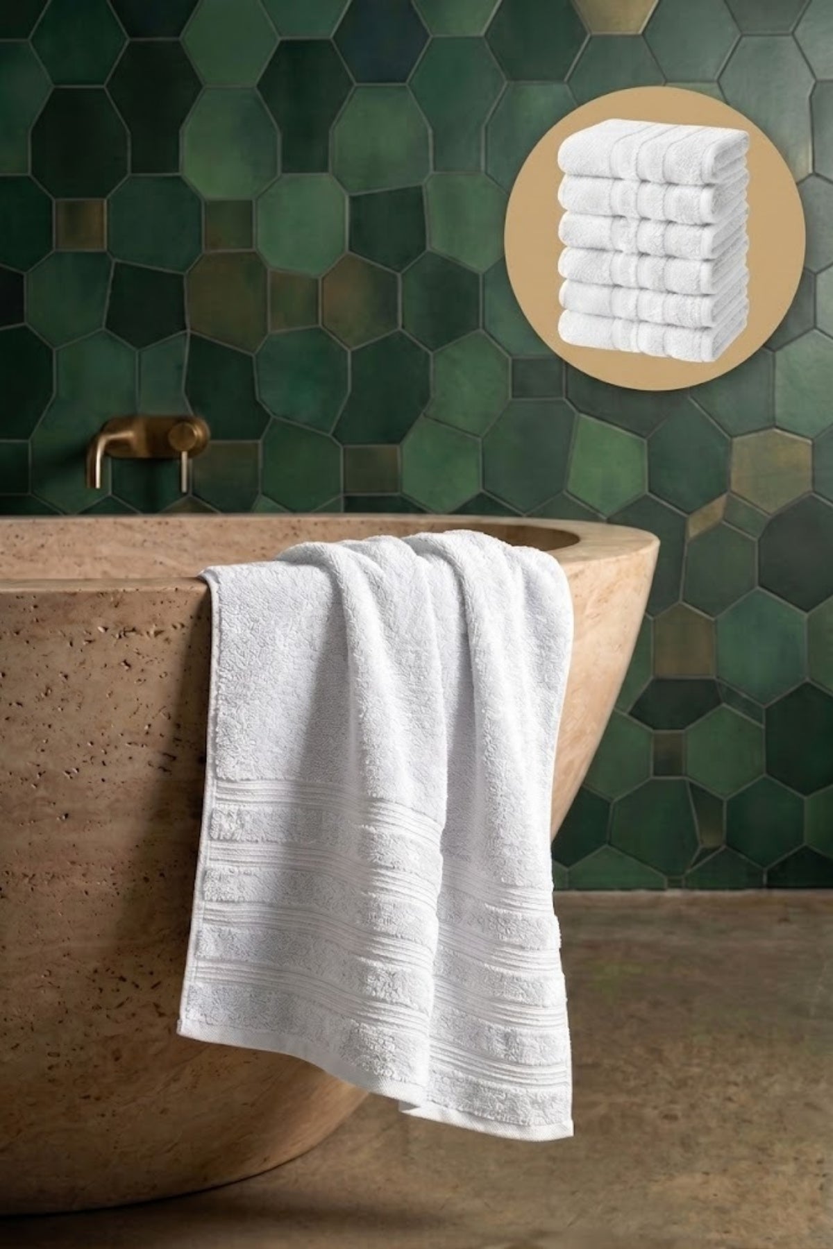 6'lı Işıl Premium Banyo Havlusu 70x140cm - Beyaz - %100 Pamuk - 600 gr/m2