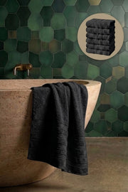 6'lı Işıl Premium Banyo Havlusu 70x140cm - Siyah - %100 Pamuk - 600 gr/m2