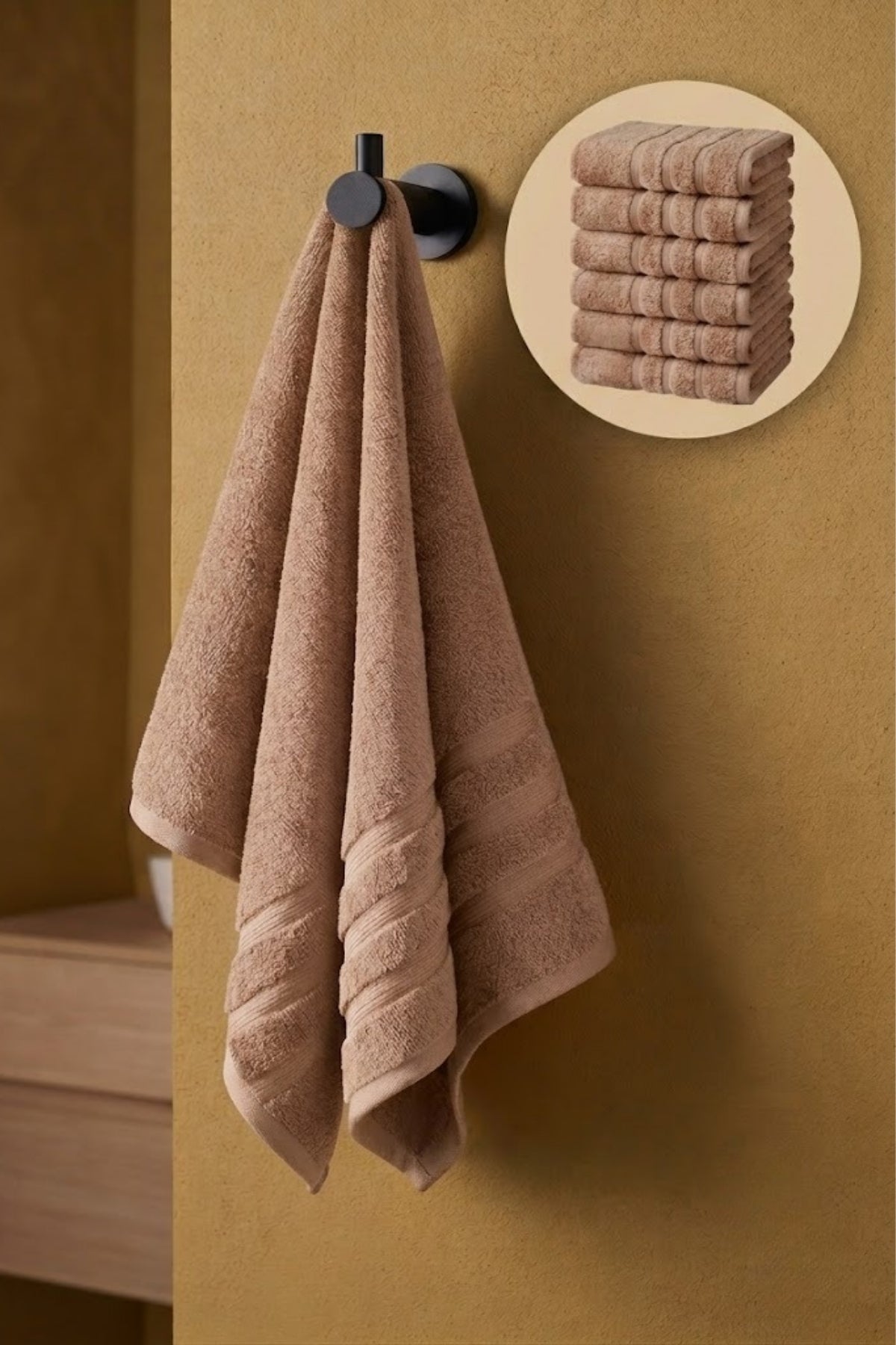 6'lı Işıl Premium El Havlusu 41x71cm - Bej - %100 Pamuk - 600 gr/m2