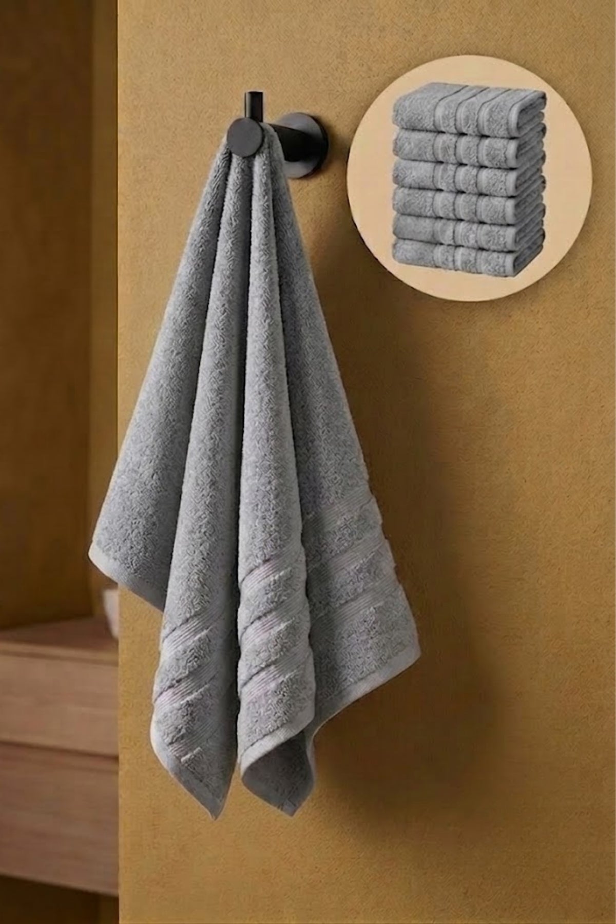 6'lı Işıl Premium El Havlusu 41x71cm - Gri - %100 Pamuk - 600 gr/m2
