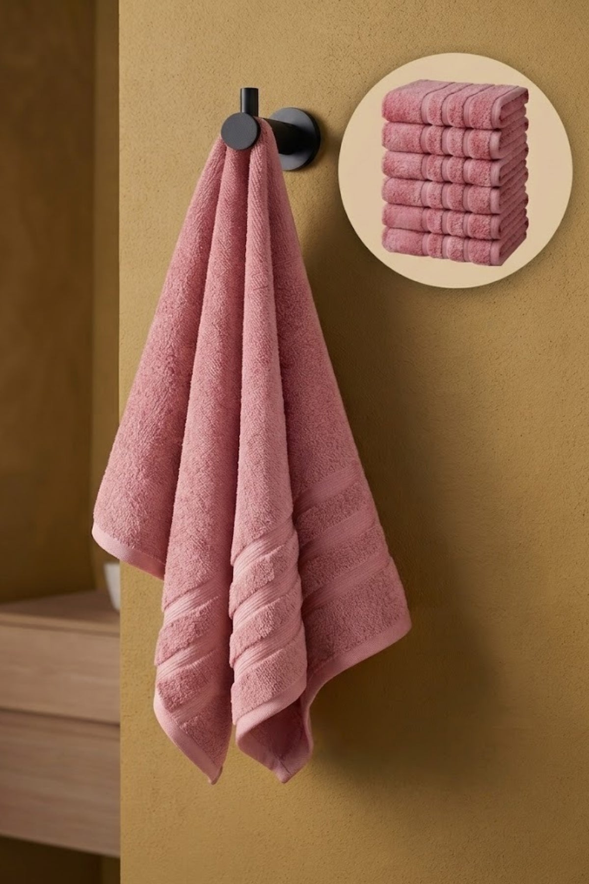 6'lı Işıl Premium El Havlusu 41x71cm - Pembe - %100 Pamuk - 600 gr/m2