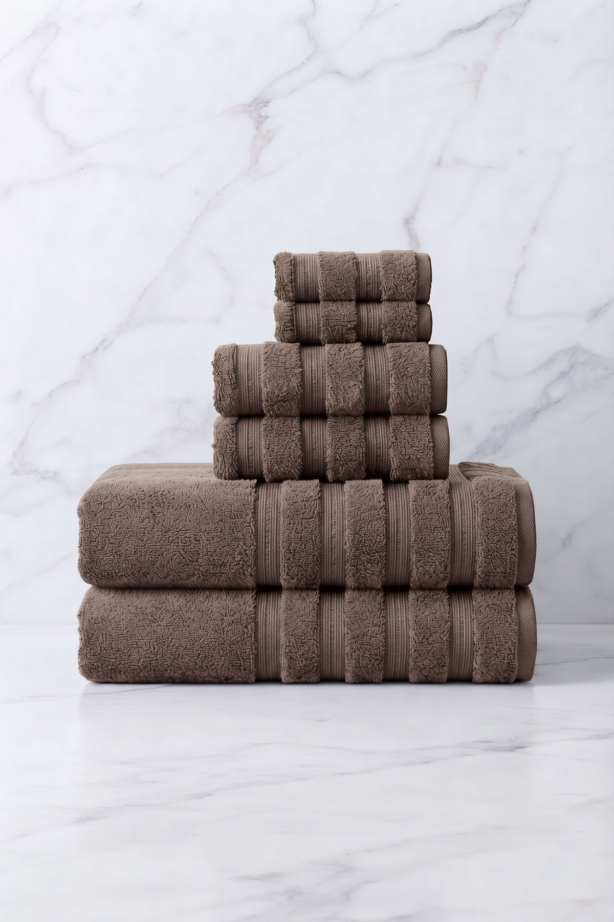 6'lı Işıl Premium Havlu Seti - 2 Adet Yüz Havlusu - 2 Adet El Havlusu - 2 Adet Banyo Havlusu - Bej - %100 Pamuk - 600 gr/m2