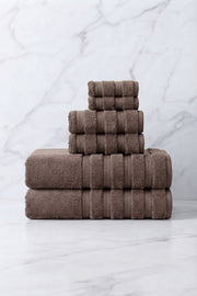 6'lı Işıl Premium Havlu Seti - 2 Adet Yüz Havlusu - 2 Adet El Havlusu - 2 Adet Banyo Havlusu - Bej - %100 Pamuk - 600 gr/m2
