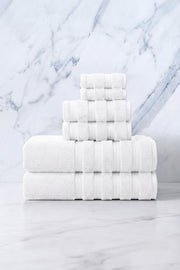 6'lı Işıl Premium Havlu Seti - 2 Adet Yüz Havlusu - 2 Adet El Havlusu - 2 Adet Banyo Havlusu - Beyaz - %100 Pamuk - 600 gr/m2