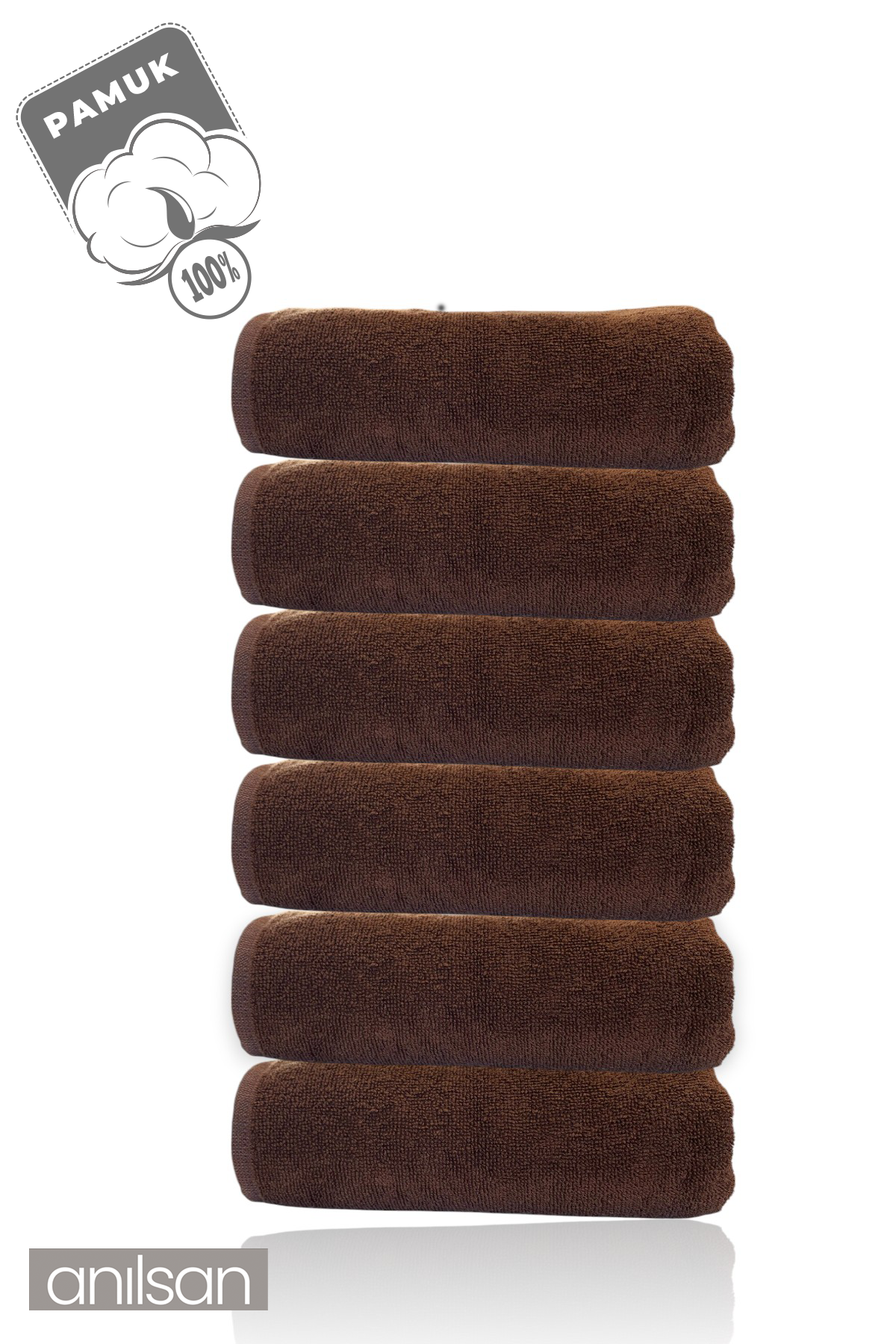 6'lı Kahverengi Banyo Havlusu - 70x140 Cm, 490 Gr, %100pamuk, Spa Ve Otel Havlusu