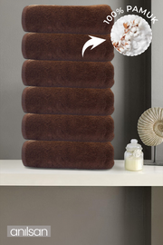 6'lı Kahverengi Banyo Havlusu - 70x140 Cm, 490 Gr, %100pamuk, Spa Ve Otel Havlusu