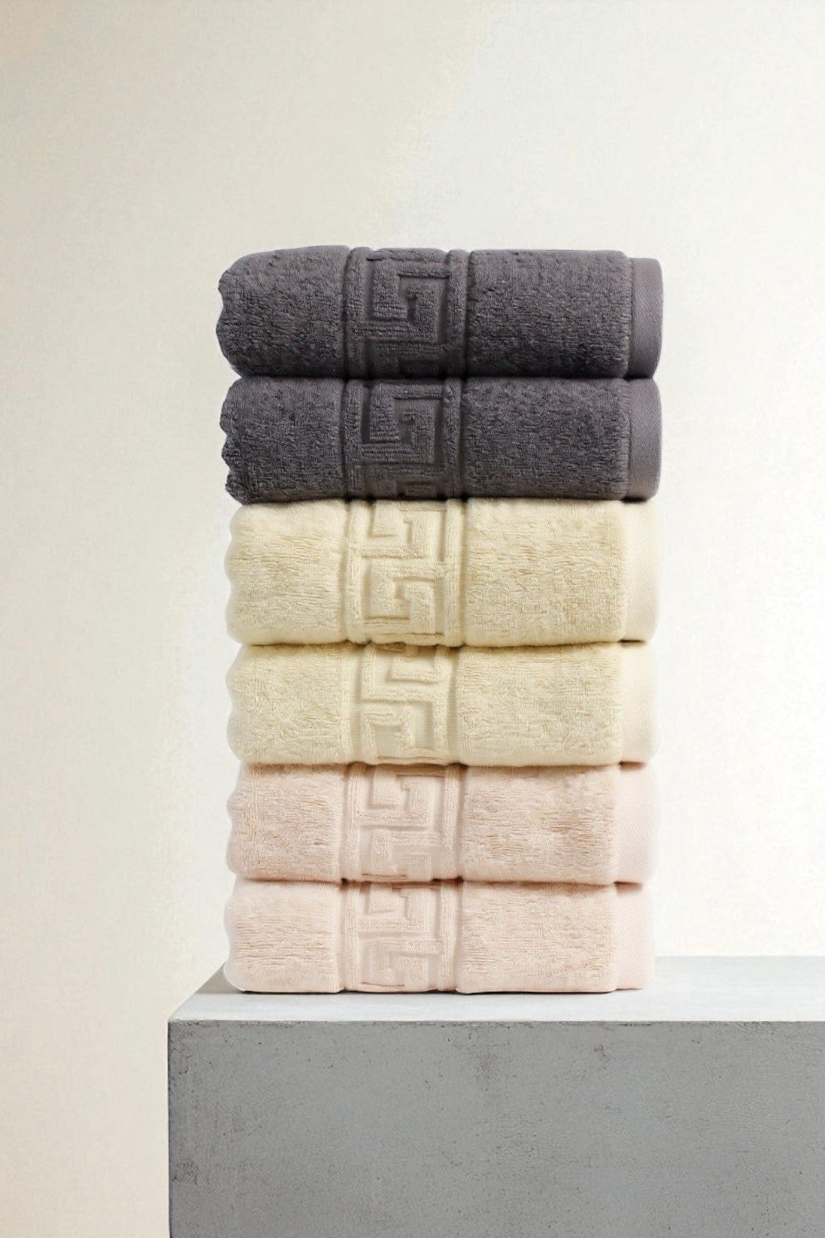 6'lı Trio Karışık Greek El Havlusu - 50x90 Cm, 225 Gr, %100 Pamuk, Spa Ve Otel Havlusu