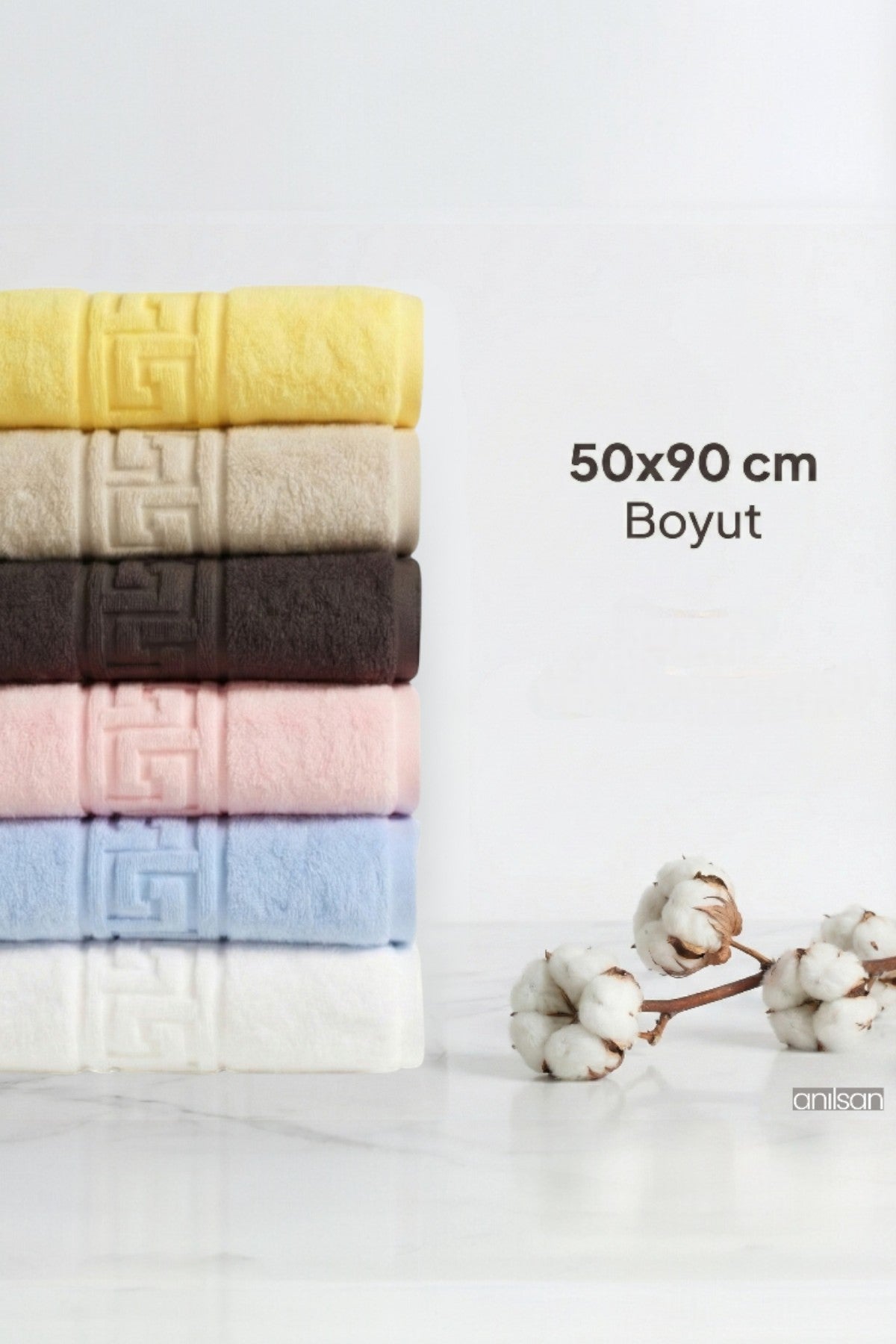 6'lı Karışık Greek El Havlusu - 50x90 Cm, 225 Gr, %100 Pamuk, Spa Ve Otel Havlusu