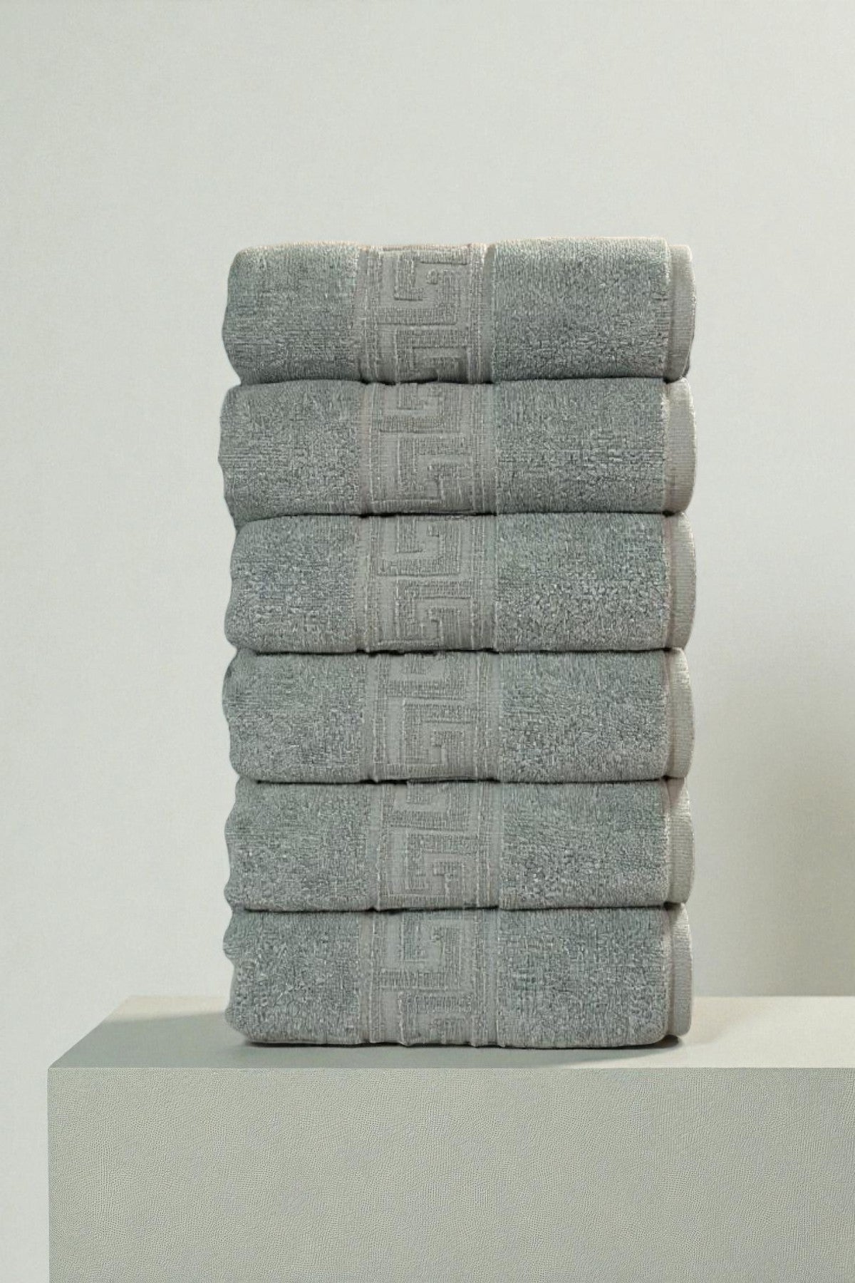 6'lı Mint Yeşili Greek El Havlusu - 50x90 Cm, 225 Gr, %100 Pamuk, Spa Ve Otel Havlusu