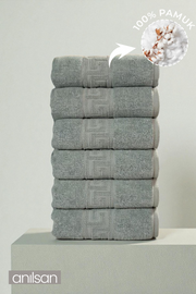 6'lı Mint Yeşili Greek El Havlusu - 50x90 Cm, 225 Gr, %100 Pamuk, Spa Ve Otel Havlusu