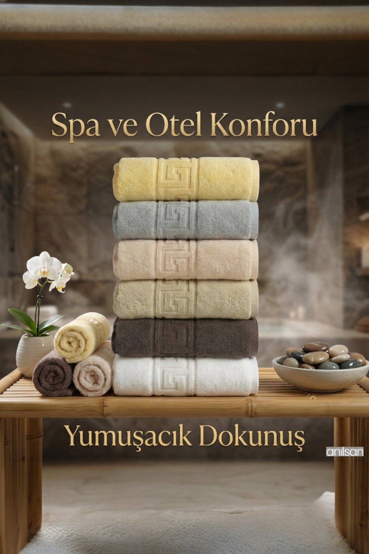 6'lı Lua Karışık Greek El Havlusu - 50x90 Cm, 225 Gr, %100 Pamuk, Spa Ve Otel Havlusu