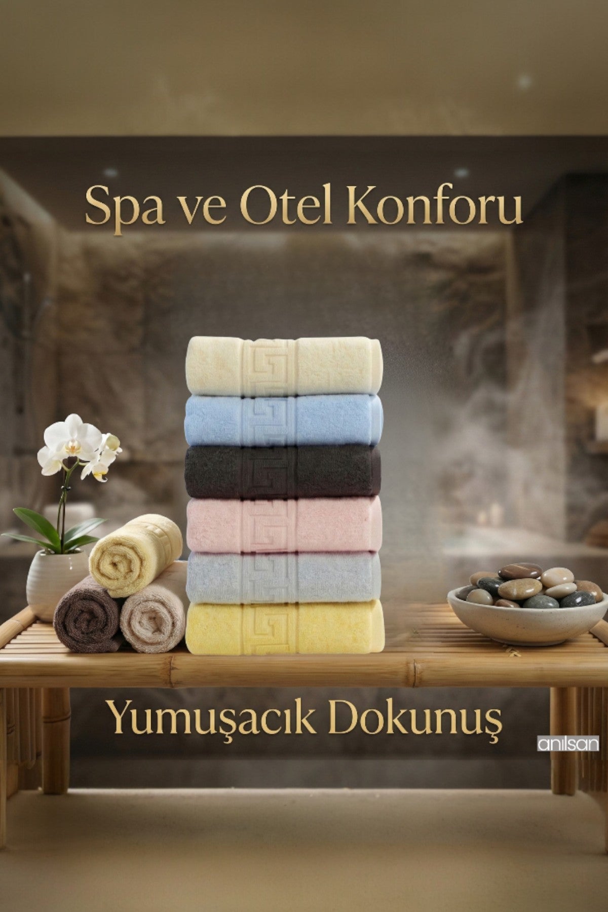6'lı Lüx Karışık Greek El Havlusu - 50x90 Cm, 225 Gr, %100 Pamuk, Spa Ve Otel Havlusu
