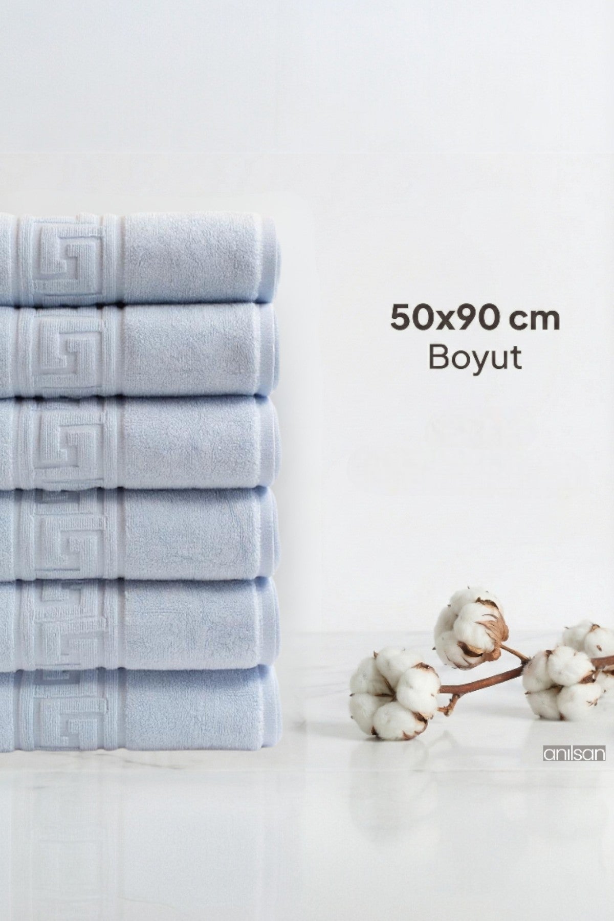 Mavi Greek El Havlusu - 50x90 Cm, 225 Gr, %100 Pamuk, Spa Ve Otel Havlusu