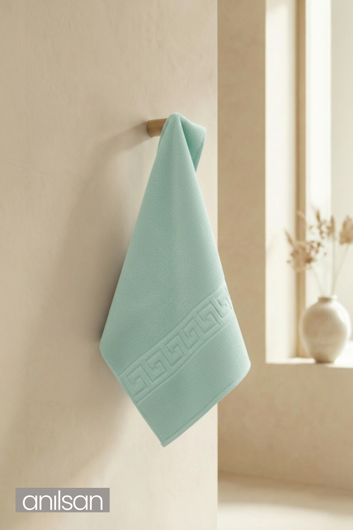 Mint Yeşili Greek El Havlusu - 50x90 Cm, 225 Gr, %100 Pamuk, Spa Ve Otel Havlusu