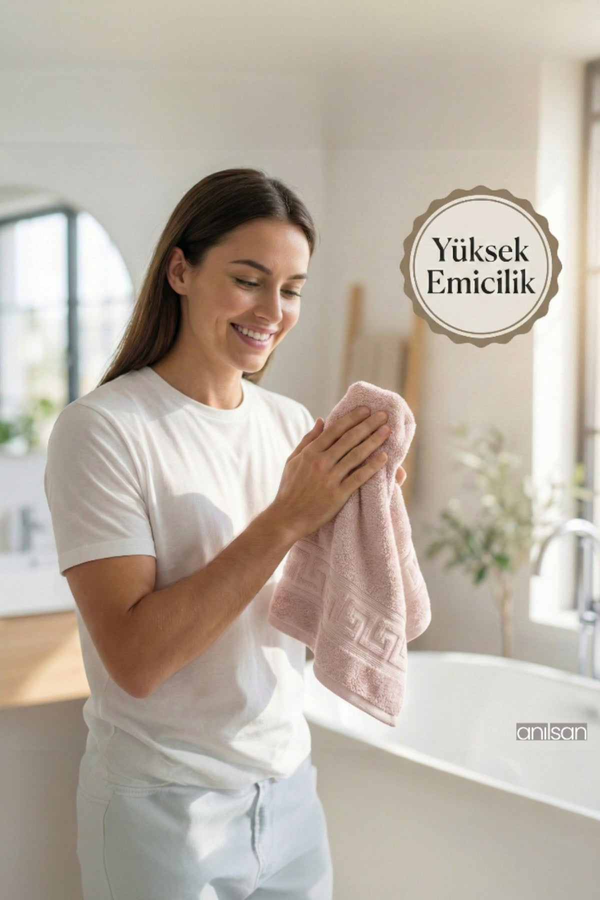 6'lı Pudra Greek El Havlusu - 50x90 Cm, 225 Gr, %100 Pamuk, Spa Ve Otel Havlusu