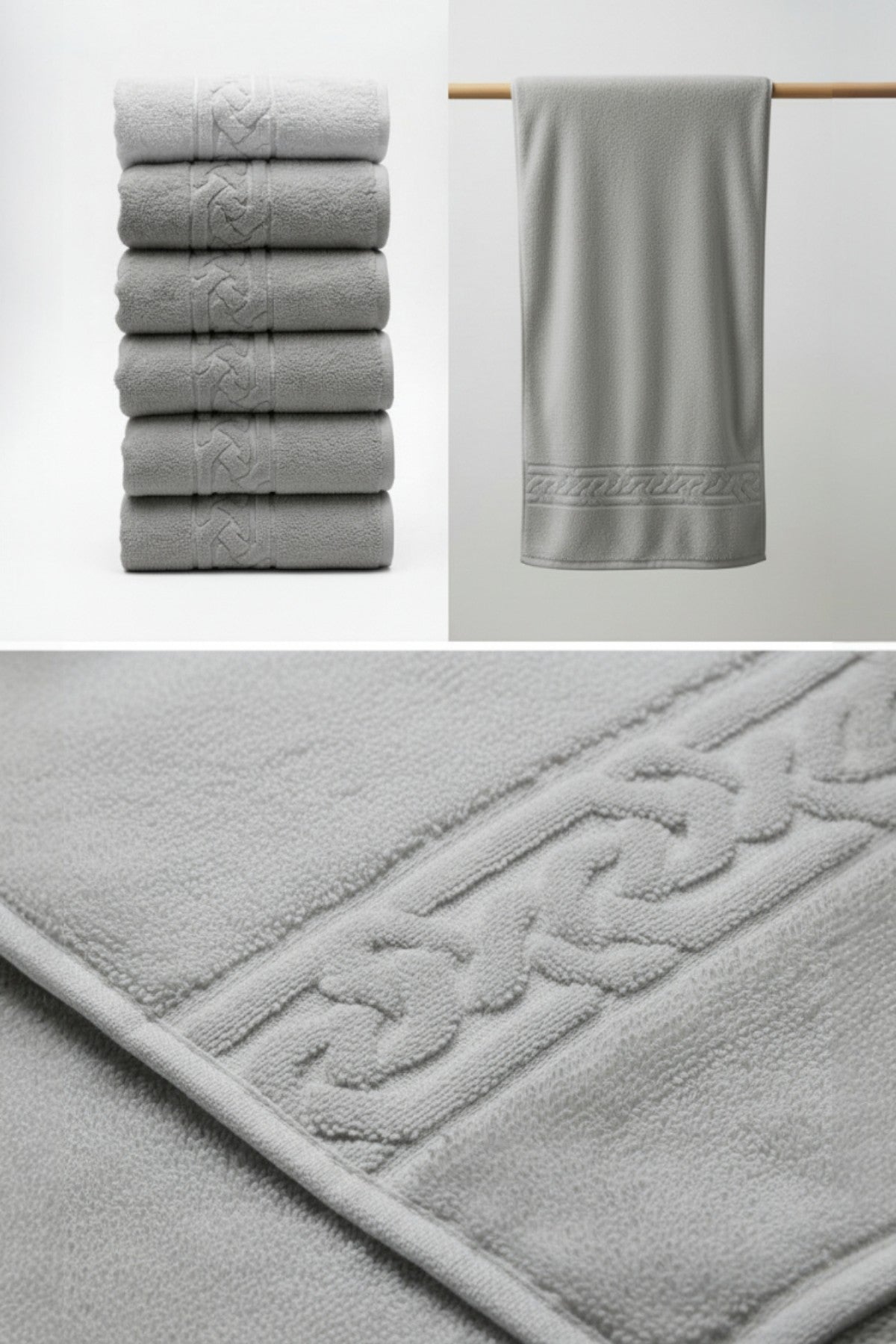 6'lı Rita Gri El Havlusu - 50x90 Cm, 225Gr, %100 Pamuk, Spa Ve Otel Havlusu