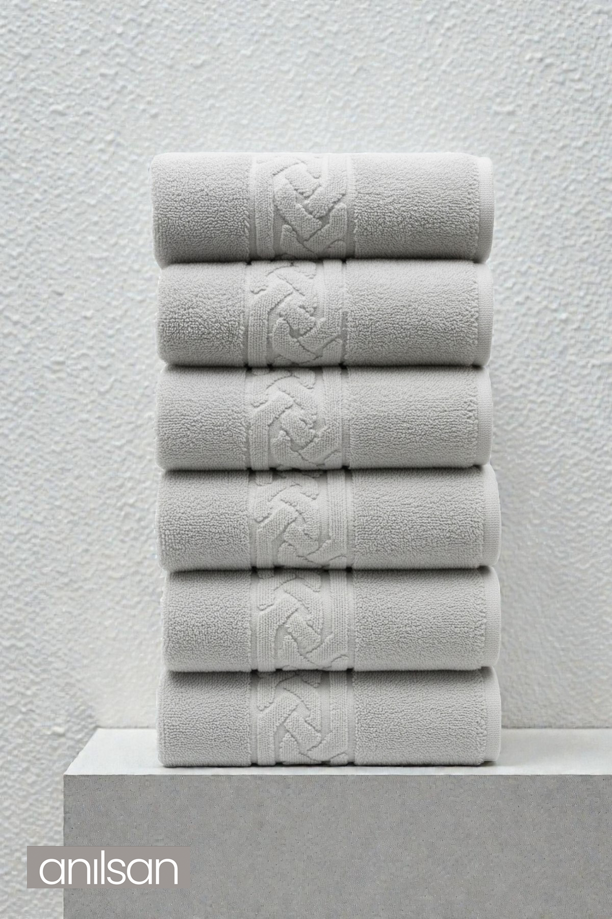 6'lı Rita Gri El Havlusu - 50x90 Cm, 240Gr, %100 Pamuk, Spa Ve Otel Havlusu