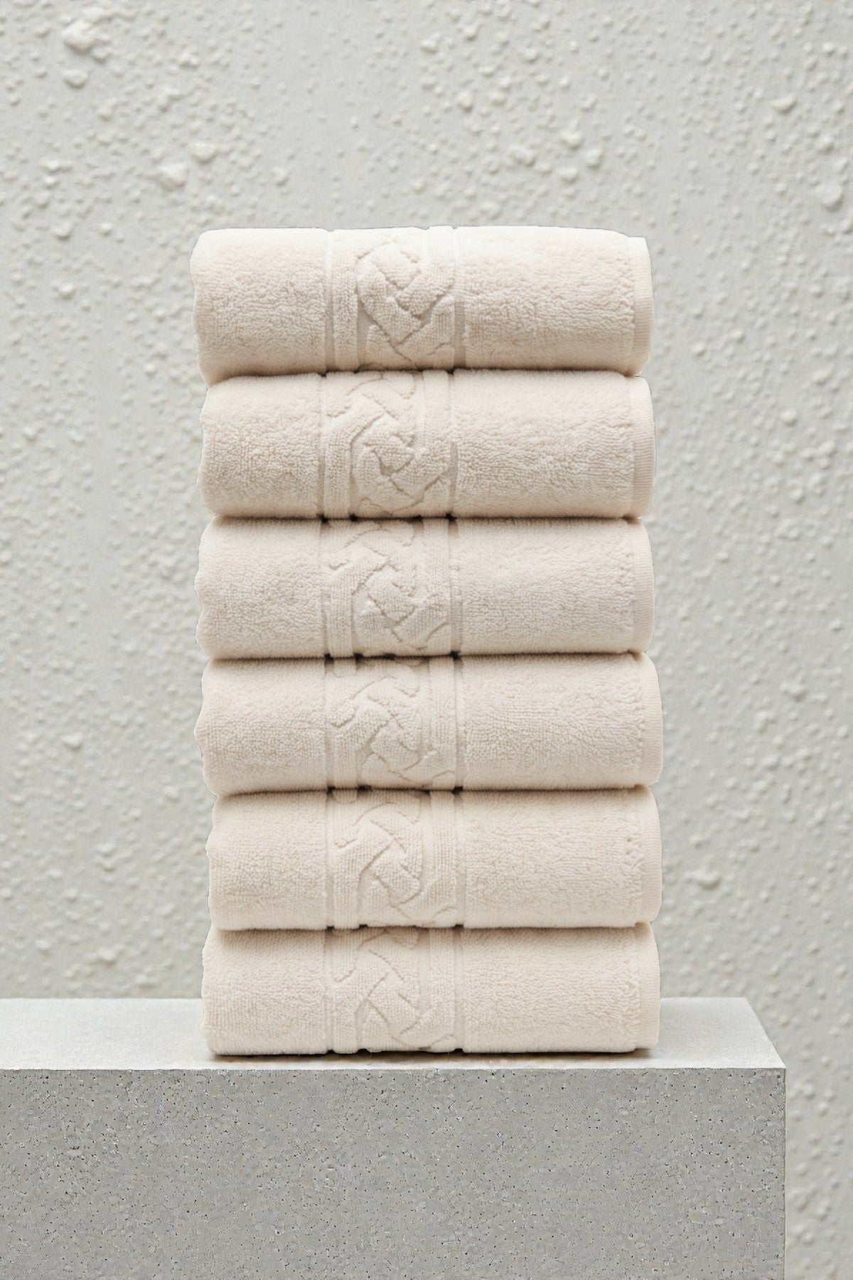 6'lı Rita Ekru El Havlusu - 50x90 Cm, 240Gr, %100 Pamuk, Spa Ve Otel Havlusu