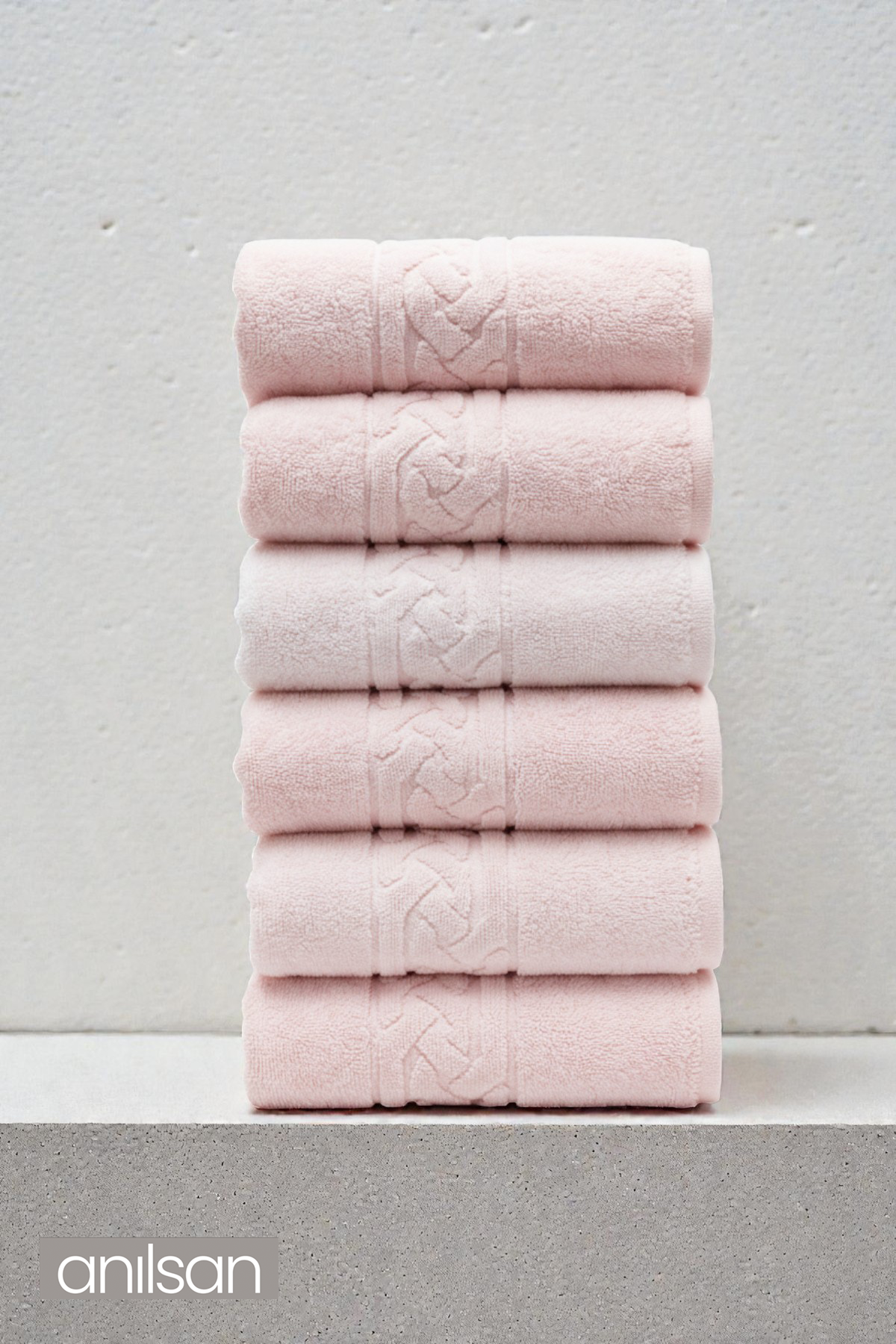 6'lı Rita Pudra El Havlusu - 50x90 Cm, 240Gr, %100 Pamuk, Spa Ve Otel Havlusu